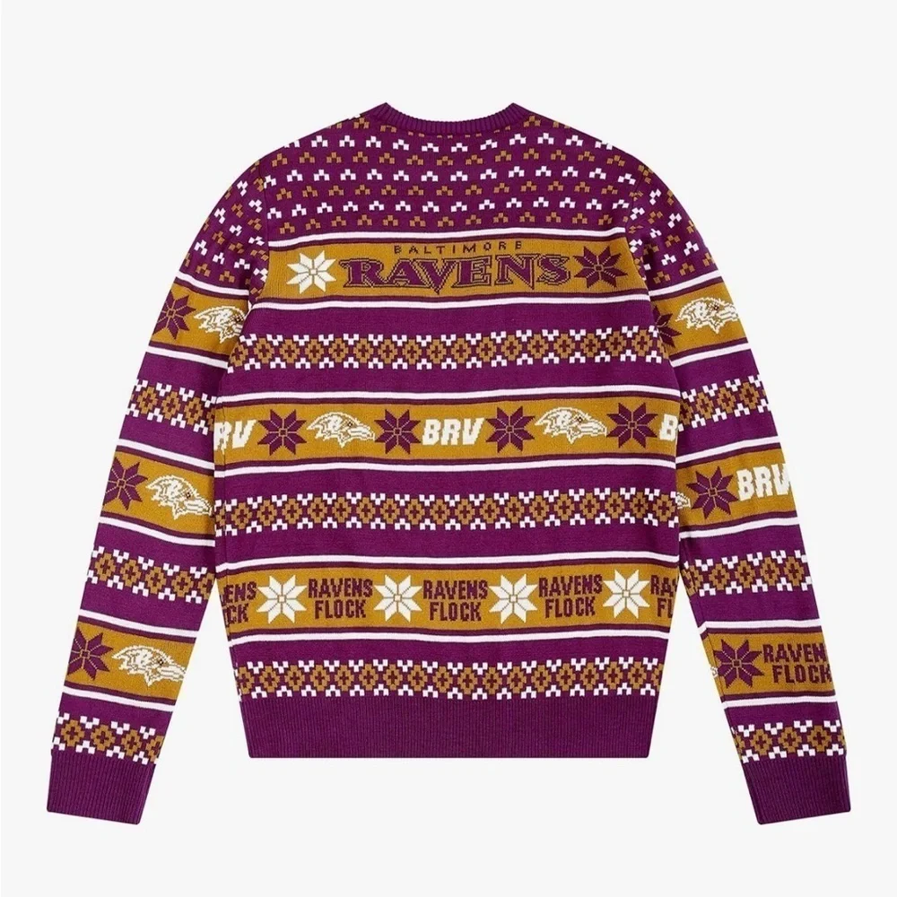 Baltimore Ravens Purple Gold Men's Sweater NEW XL Ugly Christmas FOCO NFL XXL